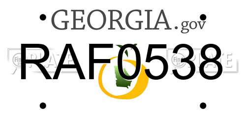 RAF0538 Georgia License Plate
