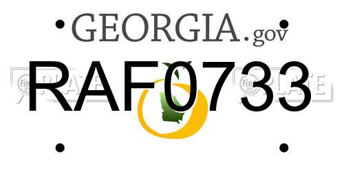 RAF0733 Georgia License Plate