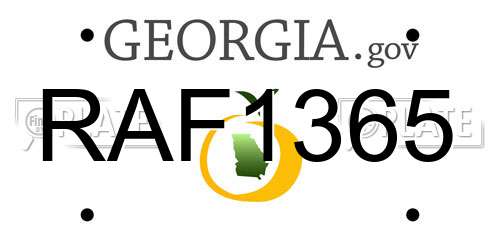RAF1365 Georgia License Plate