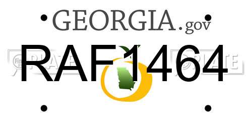 RAF1464 Georgia License Plate