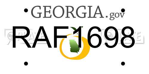 RAF1698 Georgia License Plate