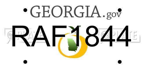 RAF1844 Georgia License Plate