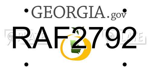 RAF2792 Georgia License Plate