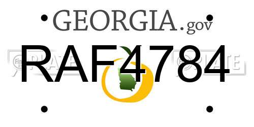 RAF4784 Georgia License Plate