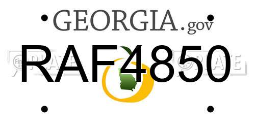 RAF4850 Georgia License Plate