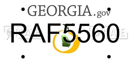 RAF5560 Georgia License Plate