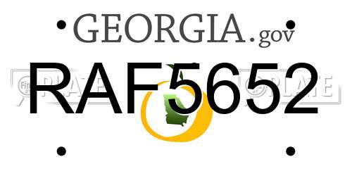 RAF5652 Georgia License Plate
