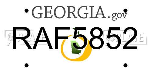 RAF5852 Georgia License Plate