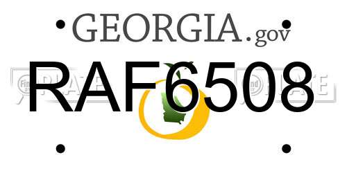 RAF6508 Georgia License Plate