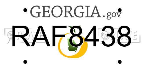 RAF8438 Georgia License Plate