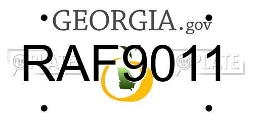 RAF9011 Georgia License Plate