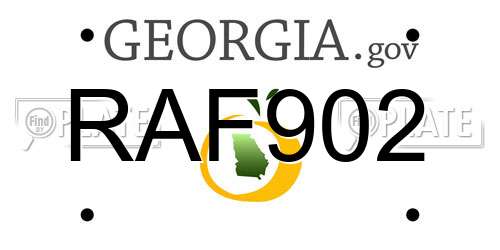 RAF902 Georgia License Plate