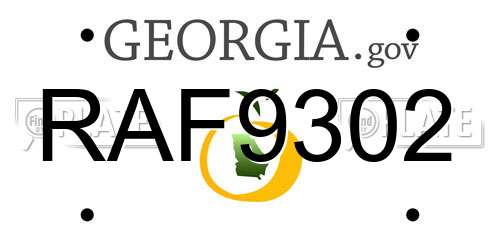 RAF9302 Georgia License Plate