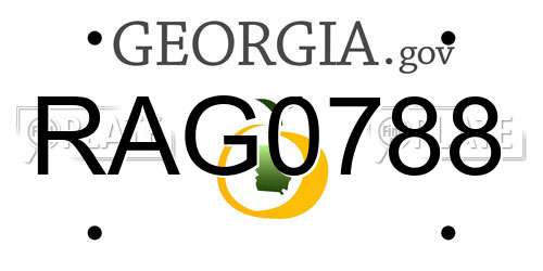 RAG0788 Georgia License Plate