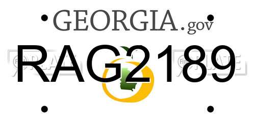 RAG2189 Georgia License Plate