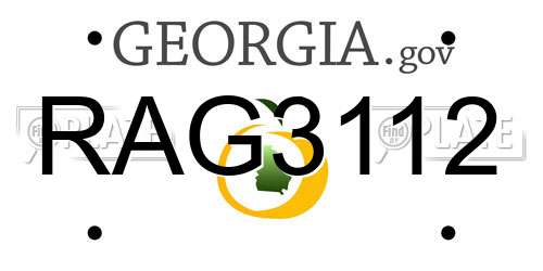 RAG3112 Georgia License Plate