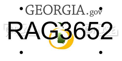 RAG3652 Georgia License Plate