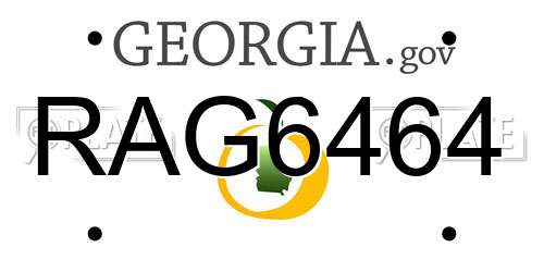 RAG6464 Georgia License Plate