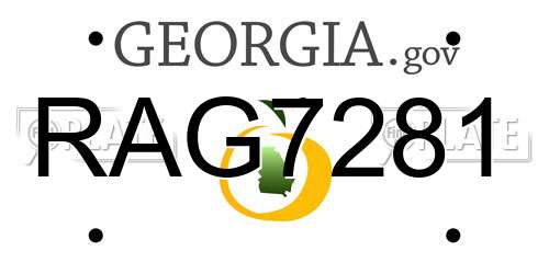 RAG7281 Georgia License Plate