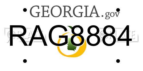 RAG8884 Georgia License Plate