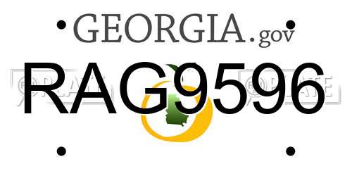 RAG9596 Georgia License Plate
