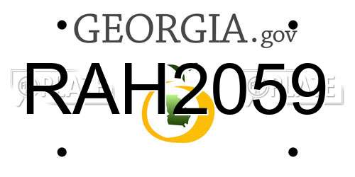 RAH2059 Georgia License Plate
