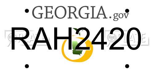 RAH2420 Georgia License Plate