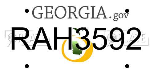 RAH3592 Georgia License Plate