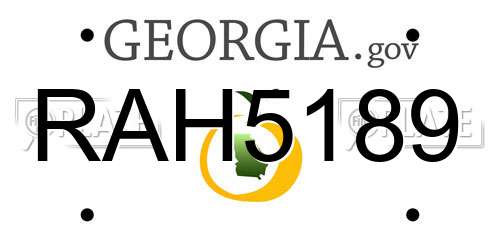 RAH5189 Georgia License Plate