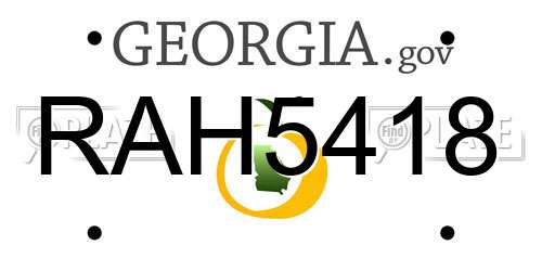 RAH5418 Georgia License Plate