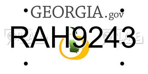RAH9243 Georgia License Plate