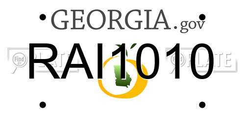 RAI1010 Georgia License Plate