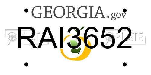 RAI3652 Georgia License Plate