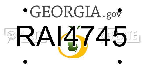 RAI4745 Georgia License Plate
