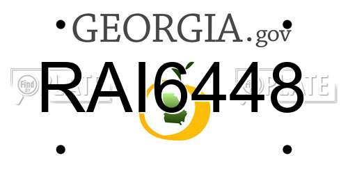 RAI6448 Georgia License Plate