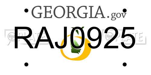 RAJ0925 Georgia License Plate