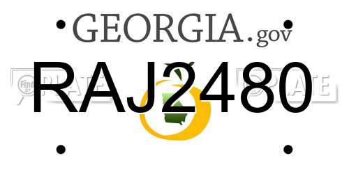 RAJ2480 Georgia License Plate