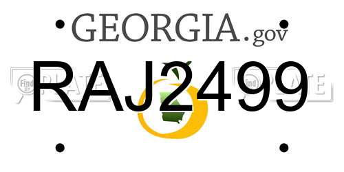 RAJ2499 Georgia License Plate