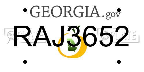 RAJ3652 Georgia License Plate
