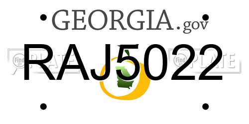 RAJ5022 Georgia License Plate