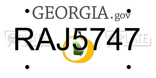 RAJ5747 Georgia License Plate