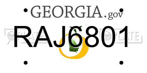 RAJ6801 Georgia License Plate