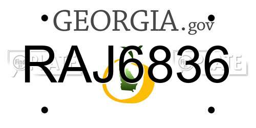 RAJ6836 Georgia License Plate