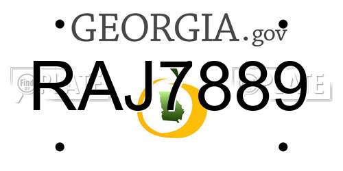 RAJ7889 Georgia License Plate