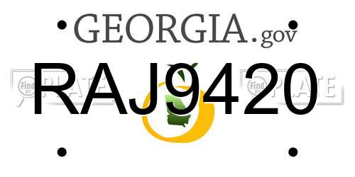 RAJ9420 Georgia License Plate