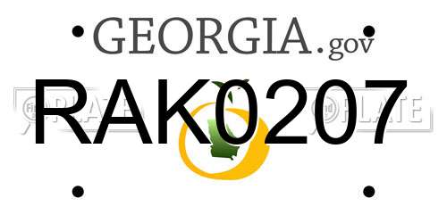 RAK0207 Georgia License Plate