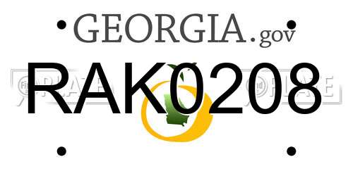 RAK0208 Georgia License Plate
