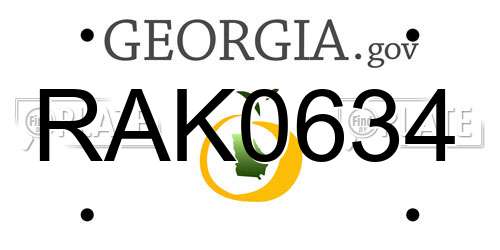 RAK0634 Georgia License Plate