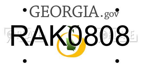 RAK0808 Georgia License Plate