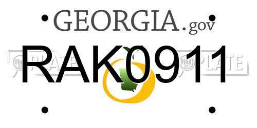 RAK0911 Georgia License Plate